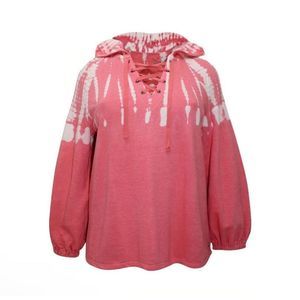 Lane Bryant LIVI Tie Dye Hoodie Sweatshirt French Terry Pink Plus Size 22/24 NWT